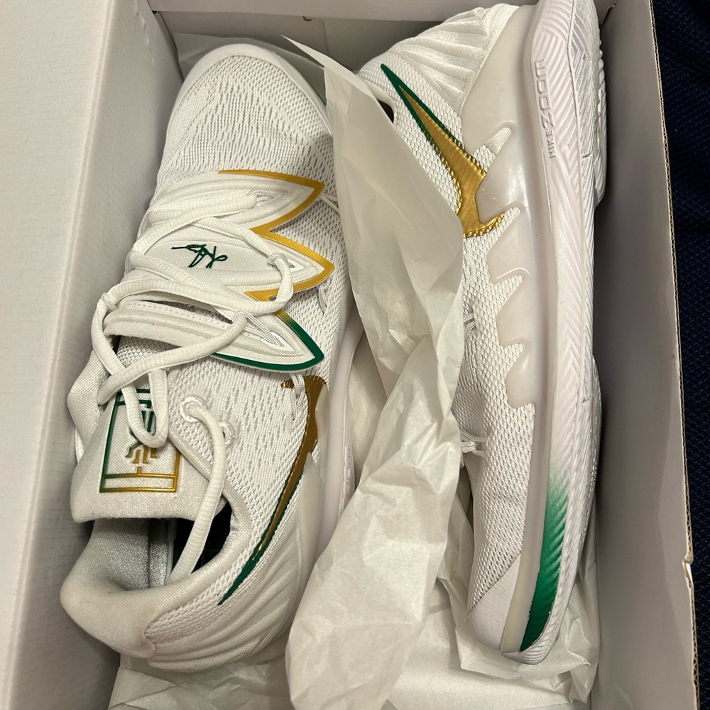 Nike Kyrie Irving Sneakers with Green and Gold Accents